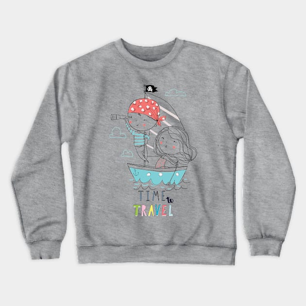 Time To Travel With Friends Crewneck Sweatshirt by estelA_Sunday